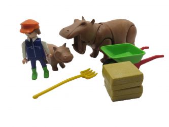 Mann Zoowärter Nilpferde Set